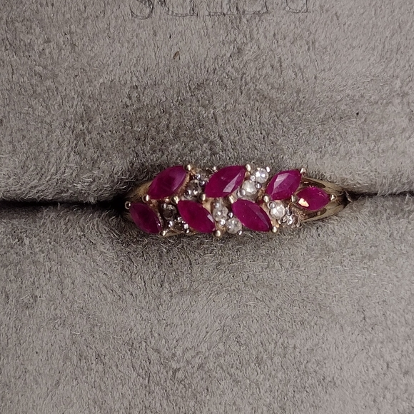 10K Gold Marquise Ruby Ring - Picture 2 of 16